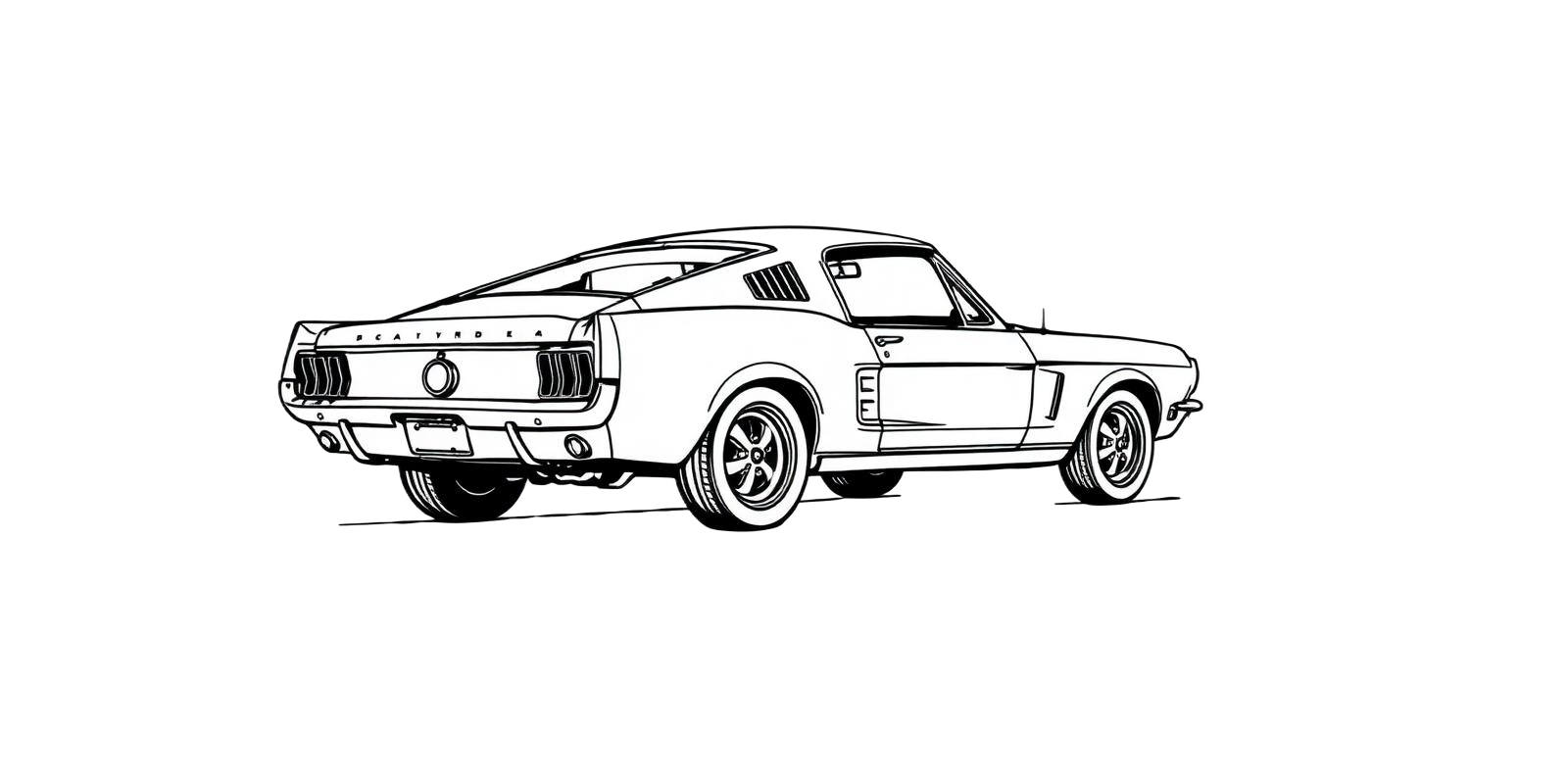 1967 Mustang Fastback line art illustration